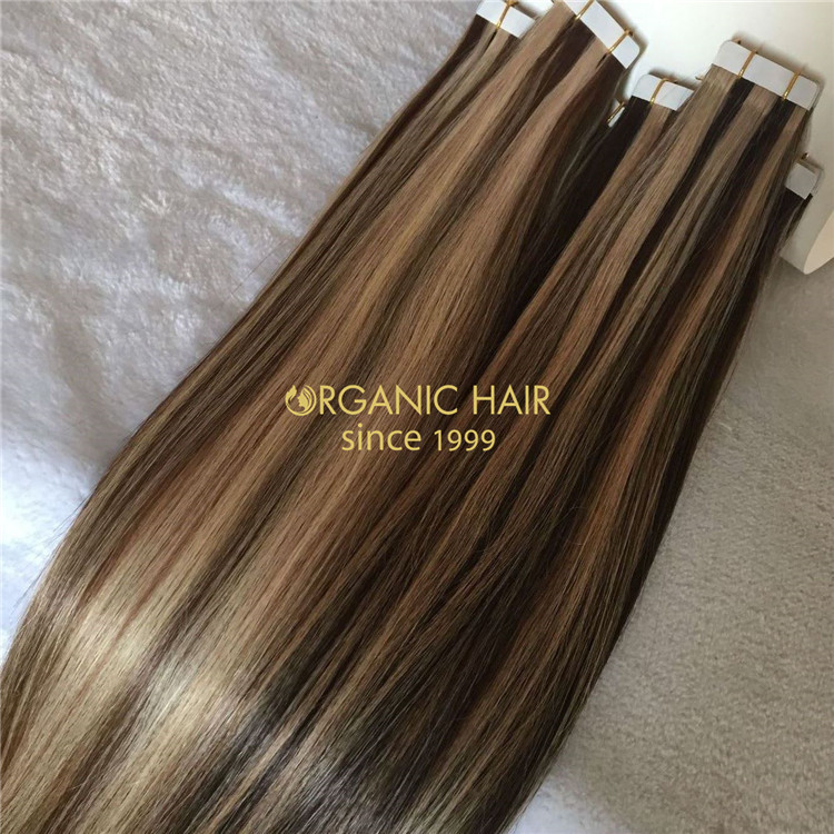 Double drawn piano color 100% virgin human tape in hair A158